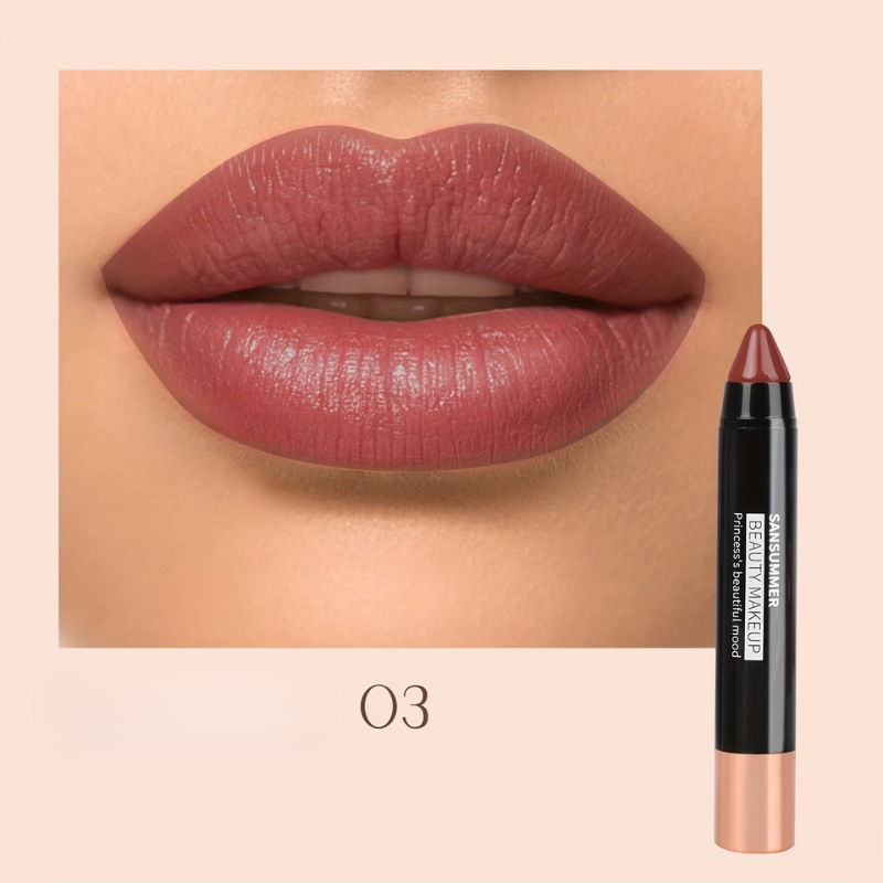 Lápis Labial Matte à Prova d’Água SANSUMMER – Cor Intensa e Conforto o Dia Todo