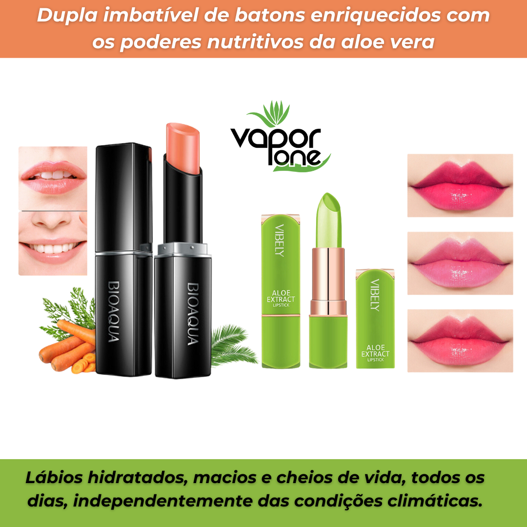 Kit Lábios Deslumbrantes - Batom Premium Use Nuvé Aloe Vera à Prova D'água + Batom Orgânico Cenoura com Aloe Vera