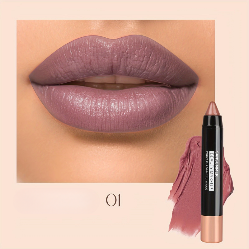 Lápis Labial Matte à Prova d’Água SANSUMMER – Cor Intensa e Conforto o Dia Todo