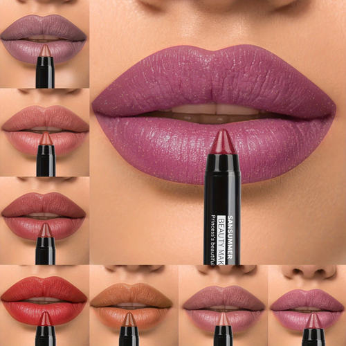 Lápis Labial Matte à Prova d’Água SANSUMMER – Cor Intensa e Conforto o Dia Todo
