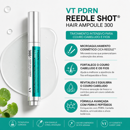 VT PDRN Reedle Shot Hair Ampoule 300 15ml – Tratamento Capilar Coreano com Microagulhamento Cosmético, PDRN e Tecnologia CICA REEDLE™