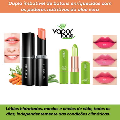 Kit Lábios Deslumbrantes - Batom Premium Use Nuvé Aloe Vera à Prova D'água + Batom Orgânico Cenoura com Aloe Vera