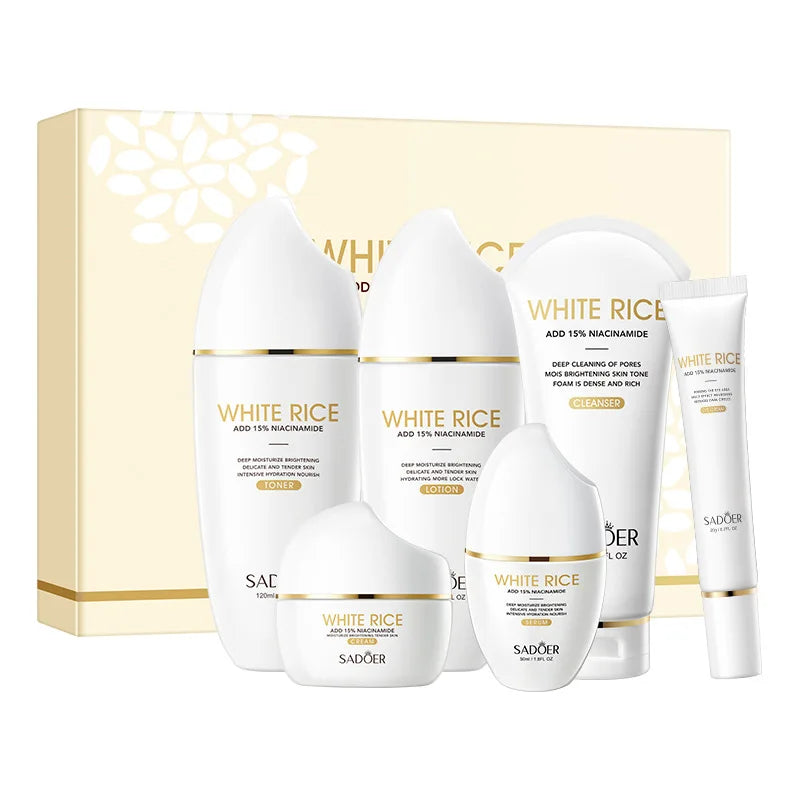 Conjunto de Cuidados Essenciais com a pele Use Nuvé, soro facial clareador, creme removedor de rugas, encolhe os poros, desbota, melanina opaca, hidrata e ilumina, (6 peças)