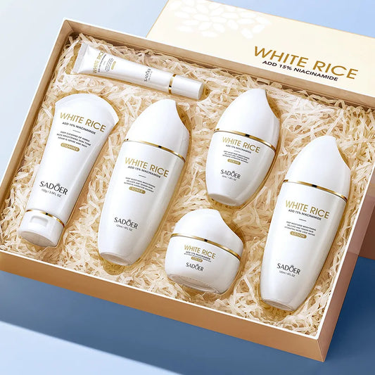 Conjunto de Cuidados Essenciais com a pele Use Nuvé, soro facial clareador, creme removedor de rugas, encolhe os poros, desbota, melanina opaca, hidrata e ilumina, (6 peças)
